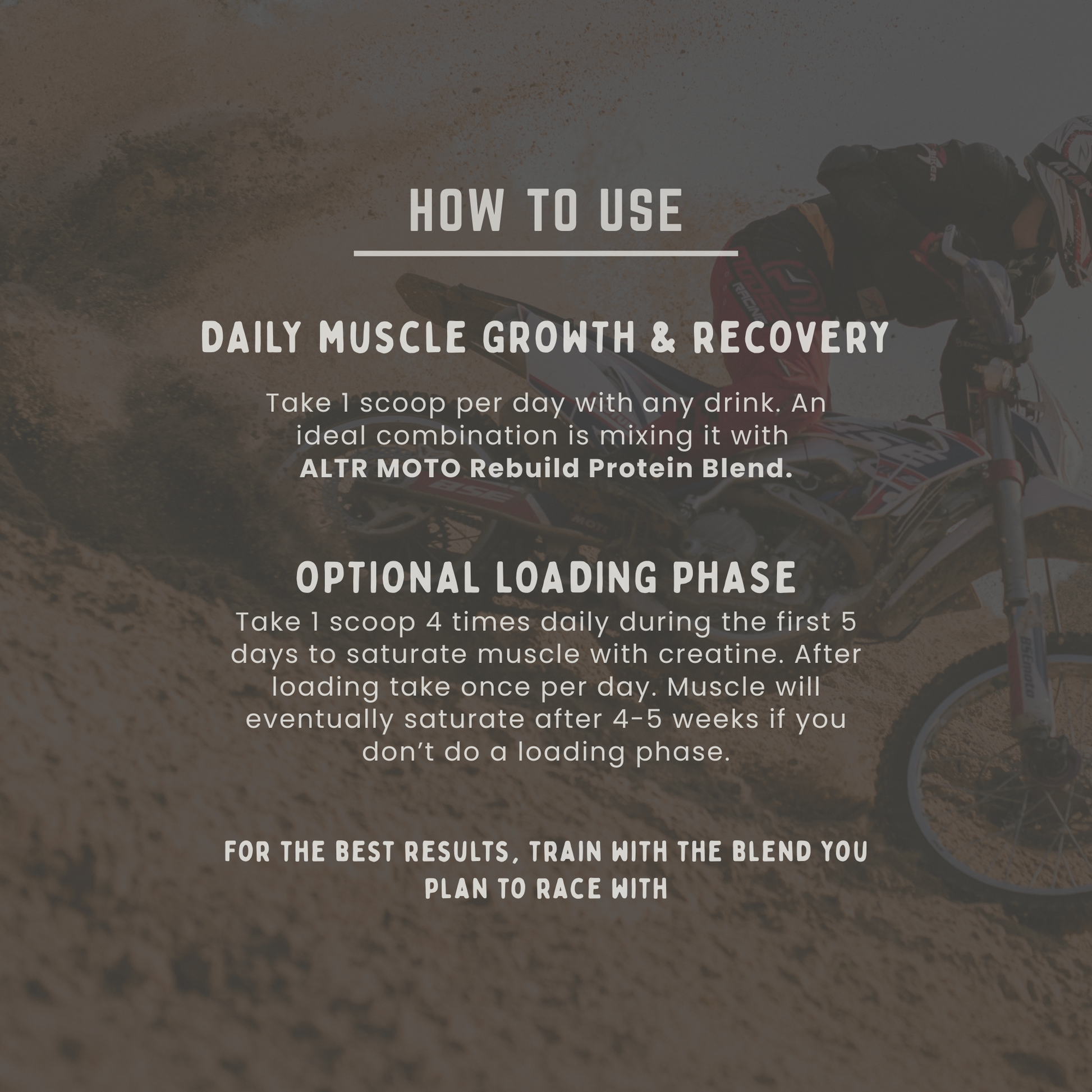 ALTR MOTO Creatine Monohydrate Unflavored How To Use