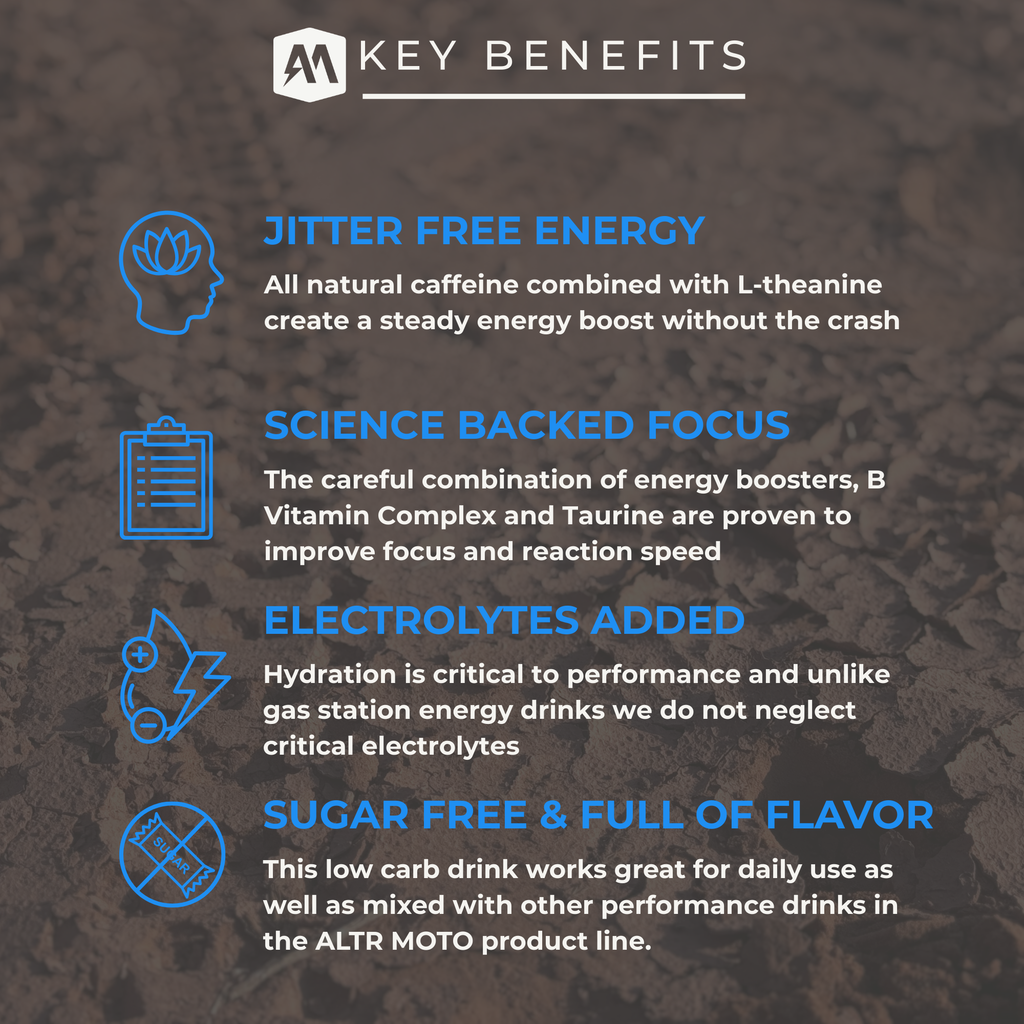 ALTR MOTO Holeshot Full Throttle Focus Fruit Punch for Offroad Racers Key benefits