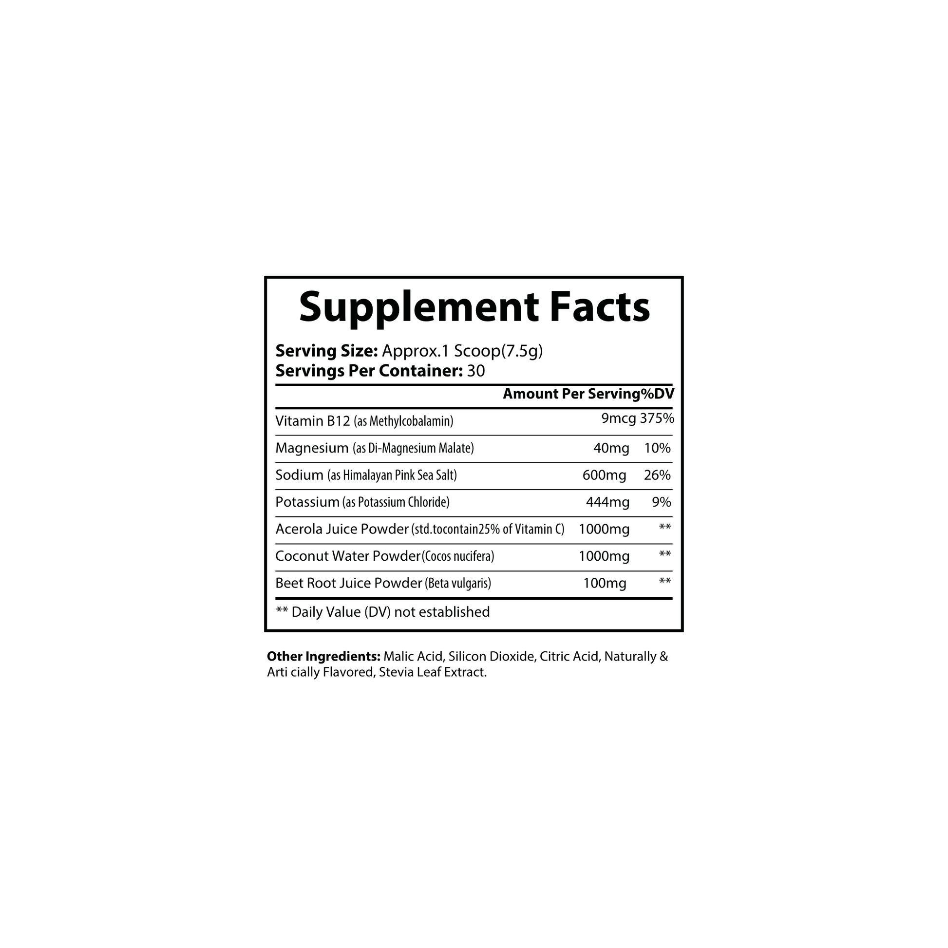 ALTR MOTO Hyper Hydration For Offroad Racers Supplement Facts