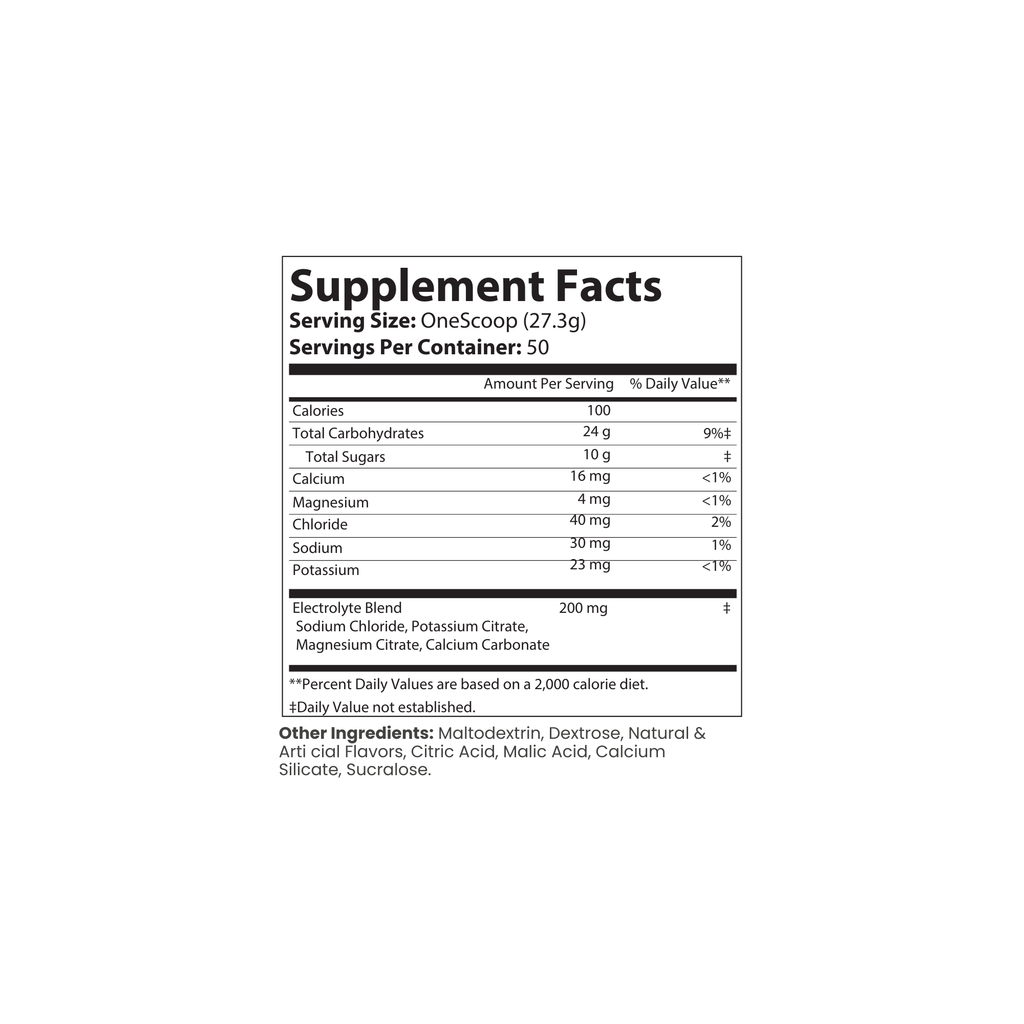 ALTR MOTO RaceGas Carb + Electrolyte Drink Mix Supplement Facts