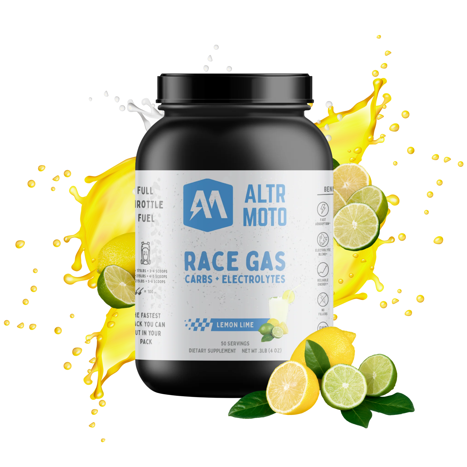 ALTR MOTO Race Gas Carbs Electrolytes Lemon Lime for Offroad Racers